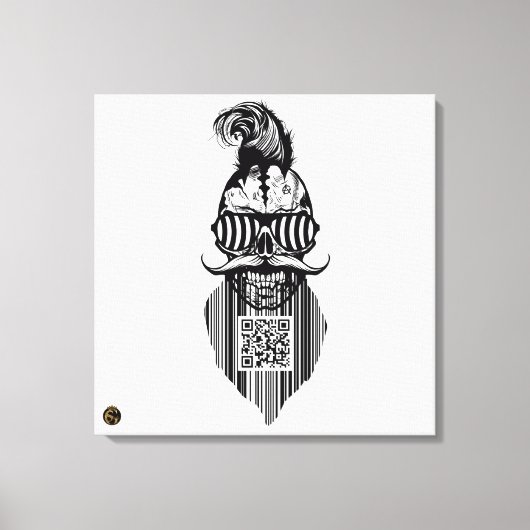 Death-teken QR G-Skulls barcode met baard 2 Canvas Afdruk (Voorkant)