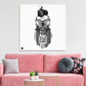 Death-teken QR G-Skulls barcode met baard 3 Canvas Afdruk (Insitu (Woonkamer))