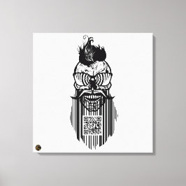 Death-teken QR G-Skulls barcode met baard 3 Canvas Afdruk
