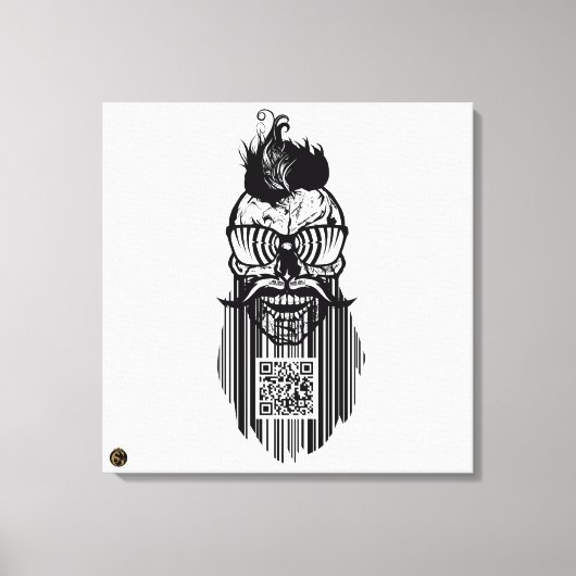 Death-teken QR G-Skulls barcode met baard 3 Canvas Afdruk (Voorkant)