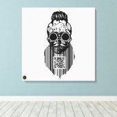 Death-teken QR G-Skulls barcode met baard 4 Canvas Afdruk (Insitu (Houten vloer))