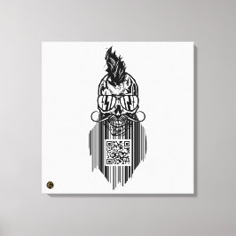 Death-teken QR G-Skulls barcode met baard 5 Canvas Afdruk