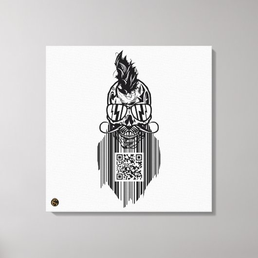 Death-teken QR G-Skulls barcode met baard 5 Canvas Afdruk (Voorkant)