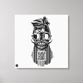 Death-teken QR G-Skulls-barcode met baard 6 Canvas Afdruk