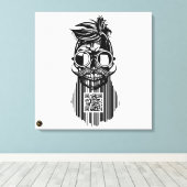 Death-teken QR G-Skulls-barcode met baard 6 Canvas Afdruk (Insitu (Houten vloer))