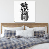 Death-teken QR G-Skulls-barcode met baard 6 Canvas Afdruk (Insitu (Slaapkamer))