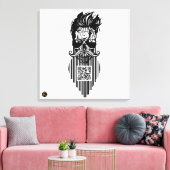 Death-teken QR G-Skulls-barcode met baard 8 Canvas Afdruk (Insitu (Woonkamer))