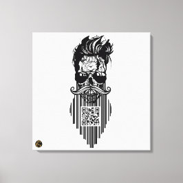 Death-teken QR G-Skulls-barcode met baard 8 Canvas Afdruk