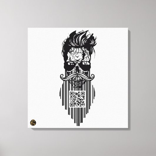Death-teken QR G-Skulls-barcode met baard 8 Canvas Afdruk (Voorkant)