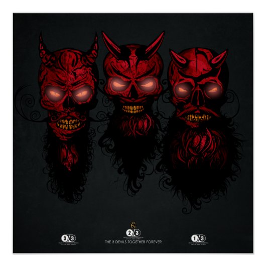 Death Tete Hipster crane 3 diables Perfect Poster (Voorkant)