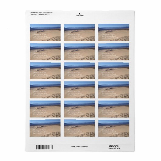 Death Valley-adreslabel Etiket (Full Sheet)