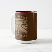 Death Valley Californië voelt de hitte Tweekleurige Koffiemok (Voorkant links)
