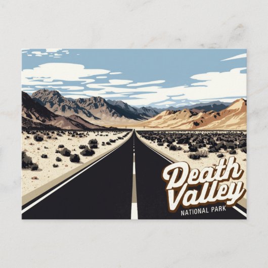 Death Valley Highway Woestijn Kunst Briefkaart (Voorkant)