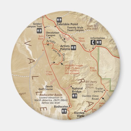 Death Valley map magnet (Voorkant)