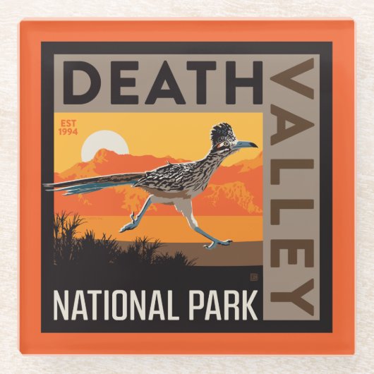 Death Valley Nationaal Park | Roadrunner Glazen Onderzetter (Voorkant)