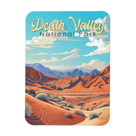 Death Valley National Park Illustratie Retro Magneet (Verticaal)