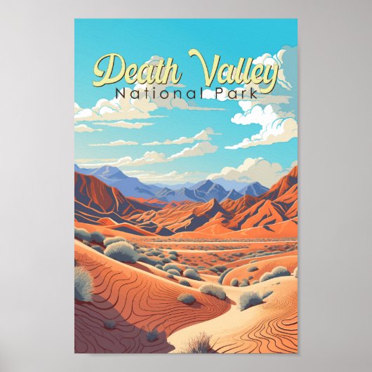 Death Valley National Park Illustratie Retro Poster (Voorkant)