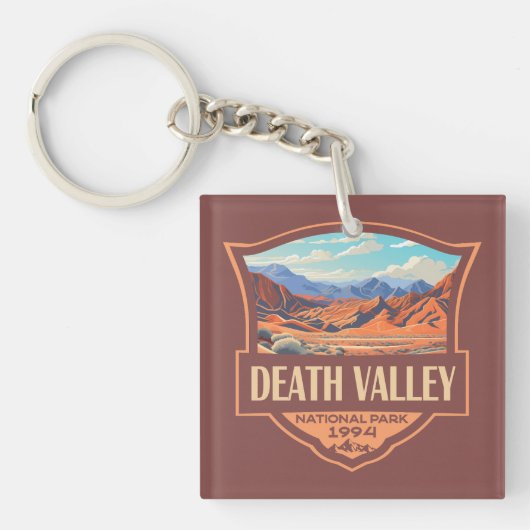 Death Valley National Park Illustratie Retro Sleutelhanger (Voorkant)