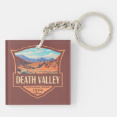 Death Valley National Park Illustratie Retro Sleutelhanger (Achterkant)