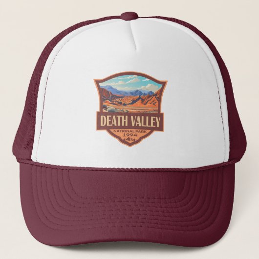 Death Valley National Park Illustratie Retro Trucker Pet (Voorkant)