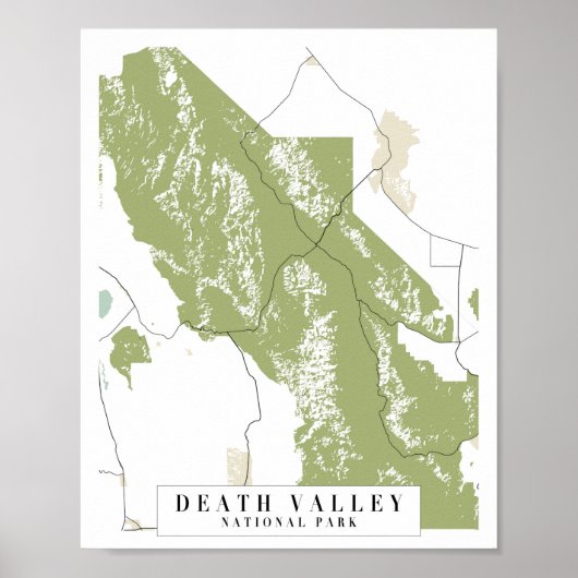 Death Valley National Park Retro Street Map Poster (Voorkant)
