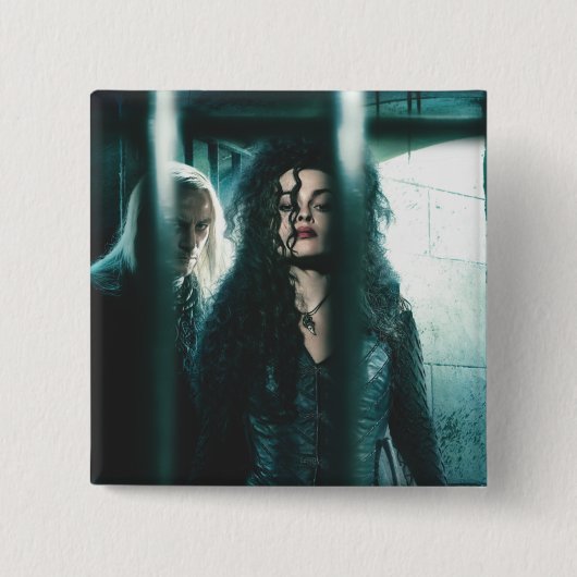 Deathly Hallows - Bellatrix & Lucius Vierkante Button 5,1 Cm (Voorkant)