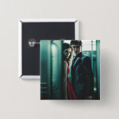 Deathly Hallows - Harry en Hermione Vierkante Button 5,1 Cm (Voorkant /achterkant)