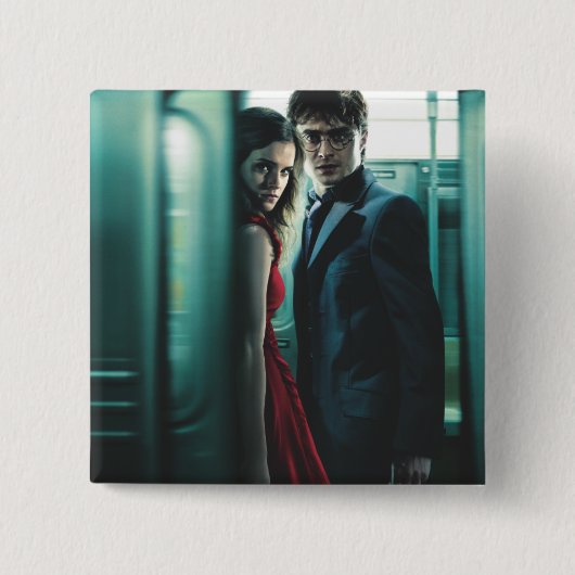 Deathly Hallows - Harry en Hermione Vierkante Button 5,1 Cm (Voorkant)