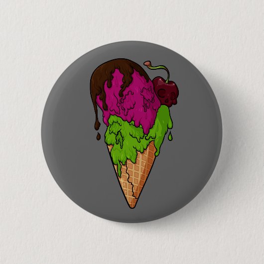 Deathly Sweet Berry Skull Ice Cream Ronde Button 5,7 Cm (Voorkant)