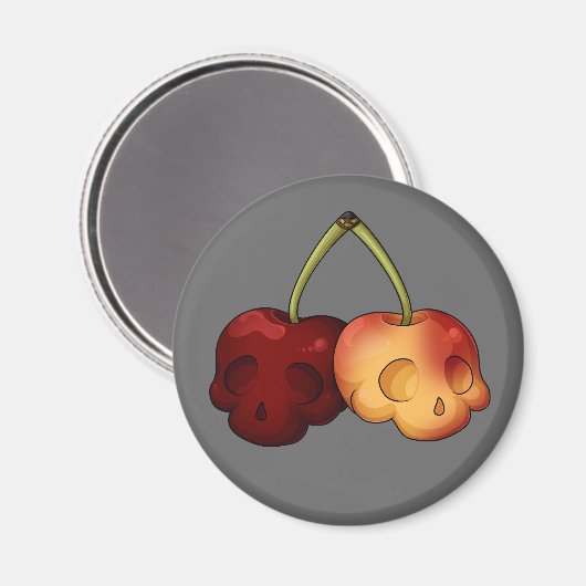 Deathly Sweet Cherry Skull Magnet (Voorkant / Achterkant)