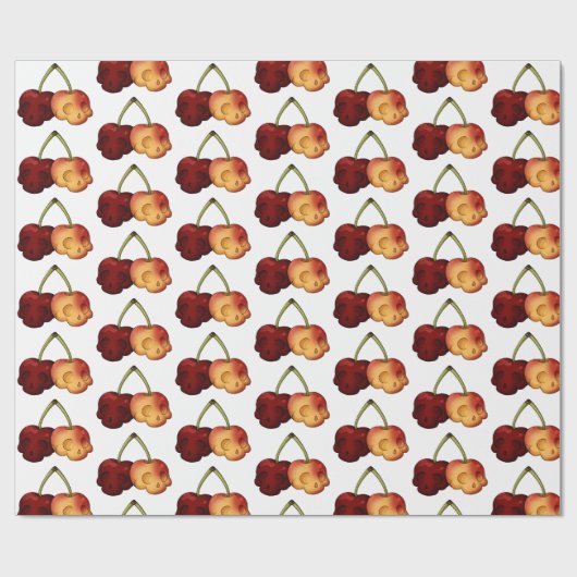 Deathly Sweet Cherry Skull Wrapping Paper Cadeaupapier (Vlak)