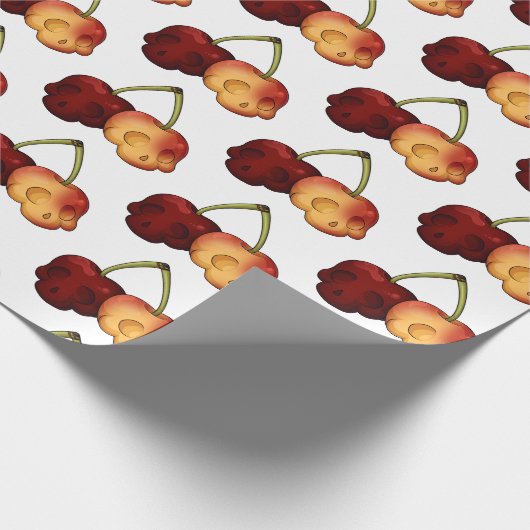 Deathly Sweet Cherry Skull Wrapping Paper Cadeaupapier (Hoek)