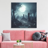 Death's Domain: Een spooky Cemetery Uitzicht Canvas Afdruk (Insitu (Woonkamer))