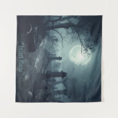 Death's Domain: Een spooky Cemetery Uitzicht Wandkleed (Voorkant (horizontaal))