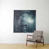 Death's Domain: Een spooky Cemetery Uitzicht Wandkleed (In Situ (horizontaal))