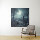 Death's Domain: Een spooky Cemetery Uitzicht Wandkleed (In situ)