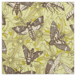 Death's-head hawkmoth chartreuse stof