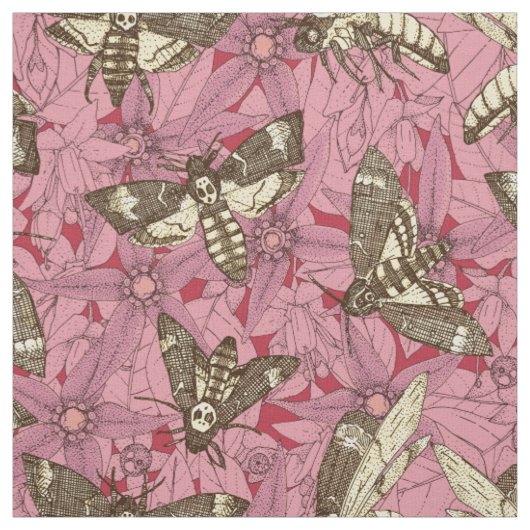 Death's-head hawkmoth roos stof (Swatch)