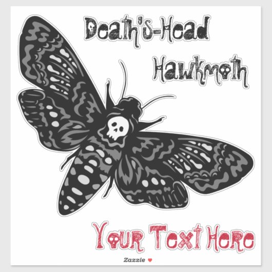 Death's Head Hawkmoth Sinister Skull Retro Sticker (Vel)