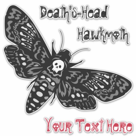 Death's Head Hawkmoth Sinister Skull Retro Sticker (Voorkant)