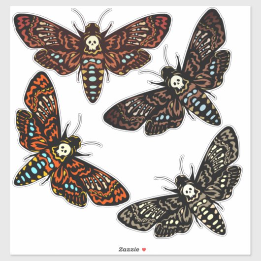 Death's Head Hawkmoth Skull Thorax 4 Variaties Sticker (Vel)