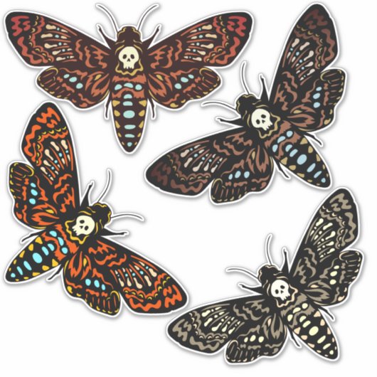 Death's Head Hawkmoth Skull Thorax 4 Variaties Sticker (Voorkant)