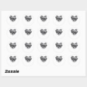 Deathshead Moth Classic - Skeleton Hand Heart Ronde Sticker (Vel)