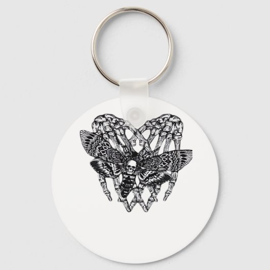 Deathshead Moth Classic - Skeleton Hand Heart Sleutelhanger (Voorkant)