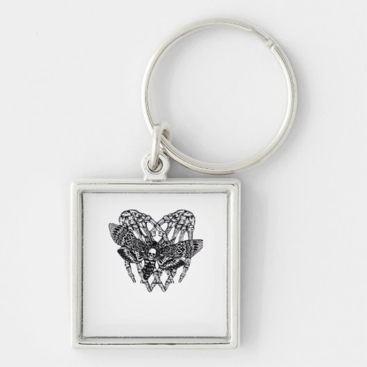 Deathshead Moth Classic - Skeleton Hand Heart Sleutelhanger (Voorkant)