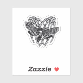 Deathshead Moth Classic - Skeleton Hand Heart Sticker
