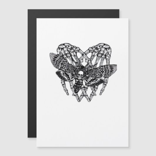 Deathshead Moth Classic Skeleton Hand Heart Style (Voorkant / Achterkant)