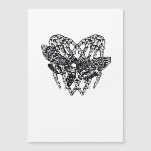 Deathshead Moth Classic Skeleton Hand Heart Style (Voorkant)