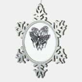 Deathshead Moth Classic - Skeleton Hand Heart Tin Sneeuwvlok Ornament (Rechts)