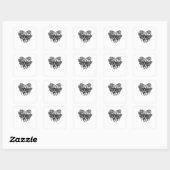 Deathshead Moth Classic - Skeleton Hand Heart Vierkante Sticker (Vel)